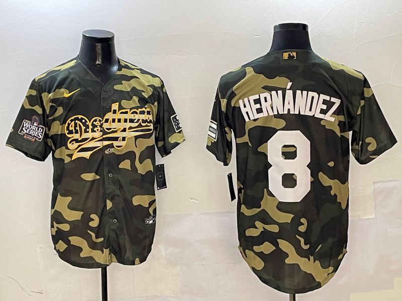 Men Los Angeles Dodgers #8 Hernandez Camo Joint Name 2025 Nike MLB Jersey style 2